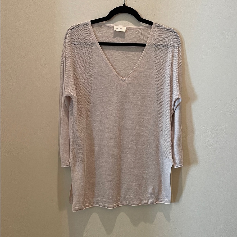 Poetry Soft Beige Lightweight 3/4 Sleeve Sweater